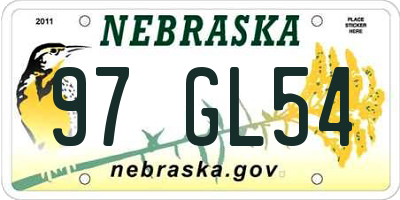 NE license plate 97GL54