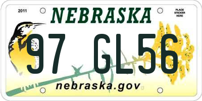 NE license plate 97GL56