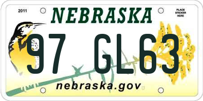 NE license plate 97GL63