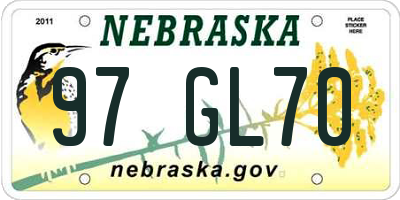 NE license plate 97GL70