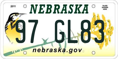 NE license plate 97GL83