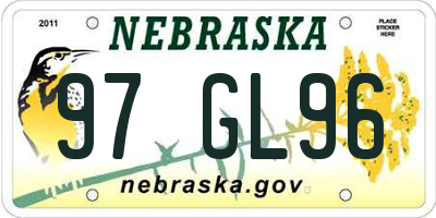 NE license plate 97GL96