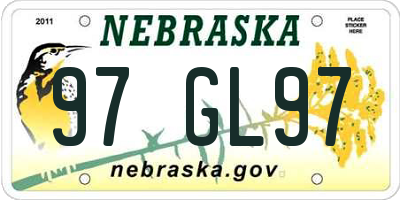 NE license plate 97GL97