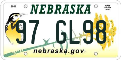 NE license plate 97GL98