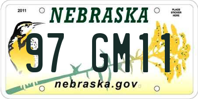 NE license plate 97GM11