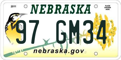 NE license plate 97GM34