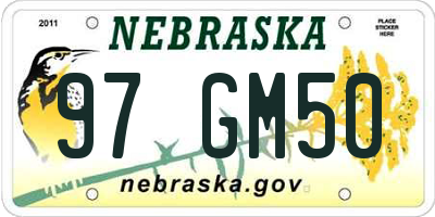 NE license plate 97GM50
