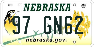 NE license plate 97GN62
