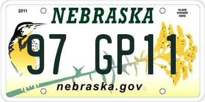 NE license plate 97GP11