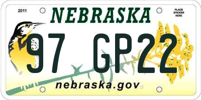 NE license plate 97GP22