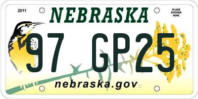 NE license plate 97GP25