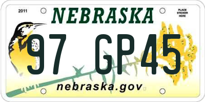 NE license plate 97GP45