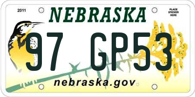 NE license plate 97GP53