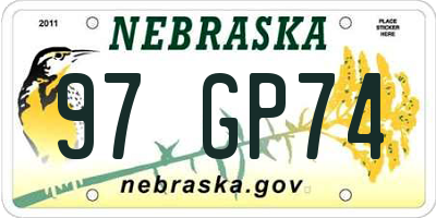 NE license plate 97GP74