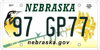 NE license plate 97GP77