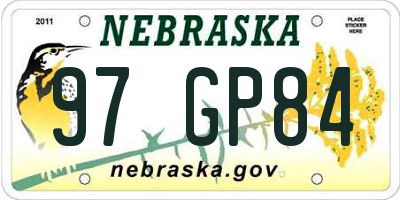 NE license plate 97GP84