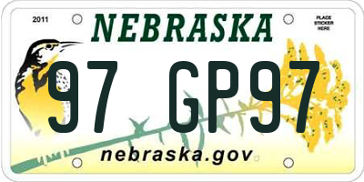 NE license plate 97GP97