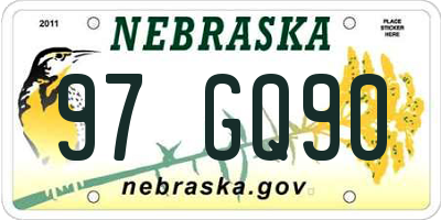 NE license plate 97GQ90
