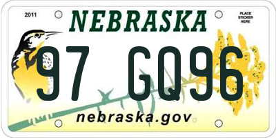 NE license plate 97GQ96