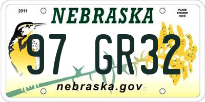 NE license plate 97GR32