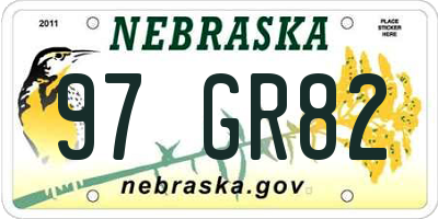 NE license plate 97GR82