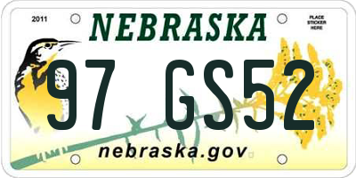 NE license plate 97GS52
