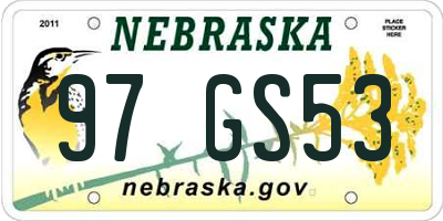 NE license plate 97GS53
