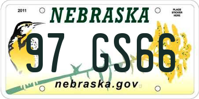 NE license plate 97GS66