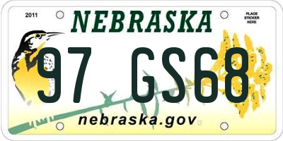 NE license plate 97GS68