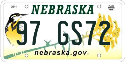 NE license plate 97GS72