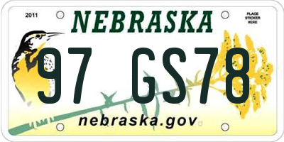 NE license plate 97GS78