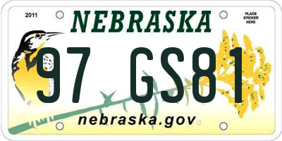 NE license plate 97GS81