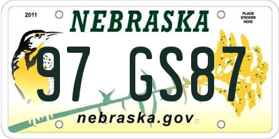 NE license plate 97GS87