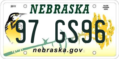NE license plate 97GS96