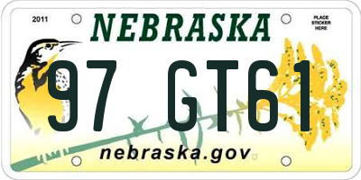 NE license plate 97GT61