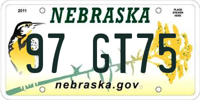 NE license plate 97GT75