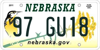 NE license plate 97GU18