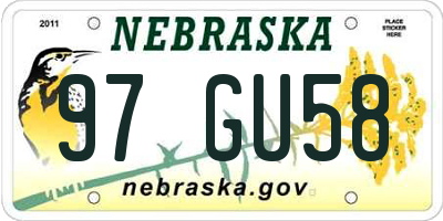 NE license plate 97GU58