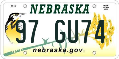 NE license plate 97GU74