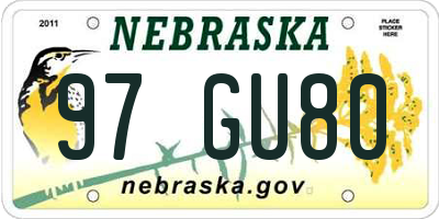 NE license plate 97GU80