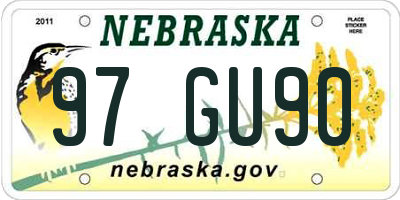 NE license plate 97GU90
