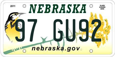 NE license plate 97GU92