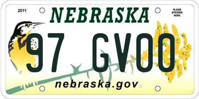 NE license plate 97GV00