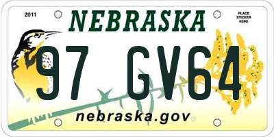 NE license plate 97GV64