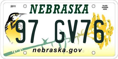 NE license plate 97GV76