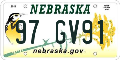NE license plate 97GV91