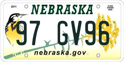 NE license plate 97GV96
