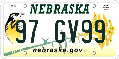 NE license plate 97GV99