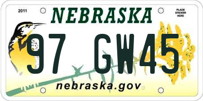 NE license plate 97GW45