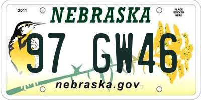 NE license plate 97GW46